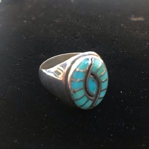 Zuni Turquoise Handmade Sterling Silver Ring